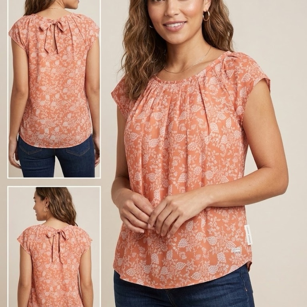LC Lauren Conrad terracotta Floral Blouse